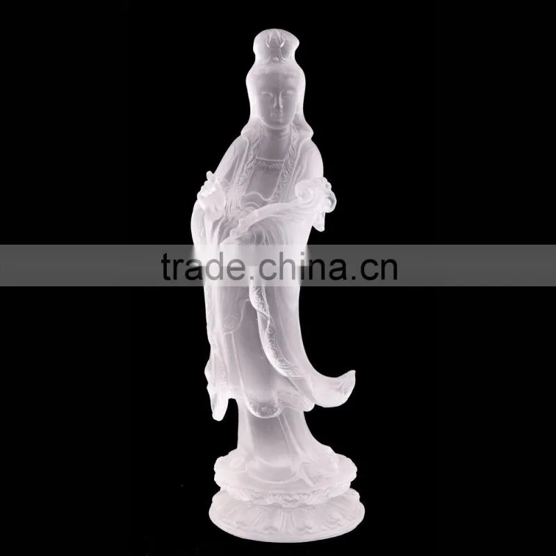 lead crystal liuli clear ruyi kuanyin buddha statue