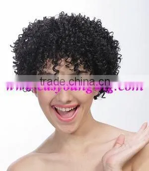 Ladies short black afro curly african american full lace wigs