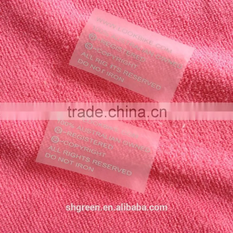 PET transparent film iron on heat transfer sticker with RN#