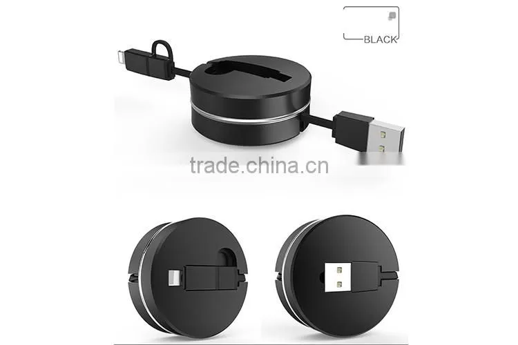 Convenient multi-color fashionable 2 in 1 usb great quality stretching data cable