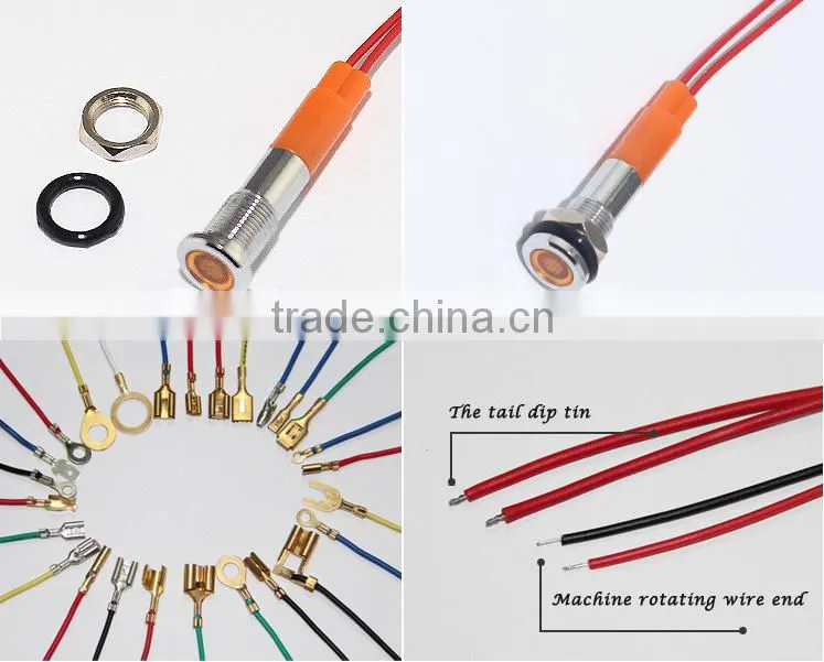 Filn 6mm 12v argon lamp bulb metal laser stage light LED indicator light with wire