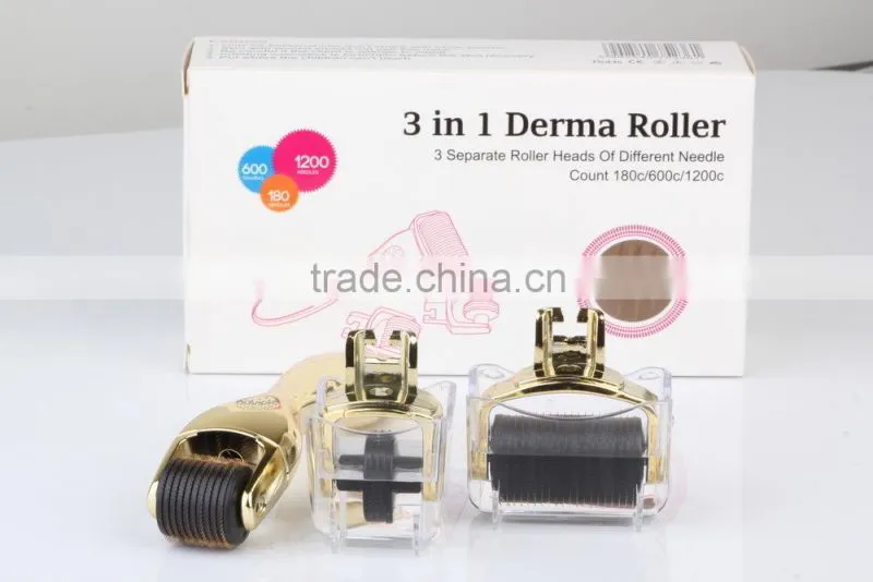Guangzhou Ekai manufacturer skin care 3 in 1 kit microneedle gold sliver coating derma roller