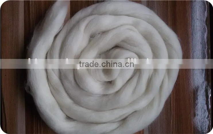 28mic Raw white Blended Wool Top Roving Fiber 75% Uruguay wool/25% Polyester Spinning Felting Weaving