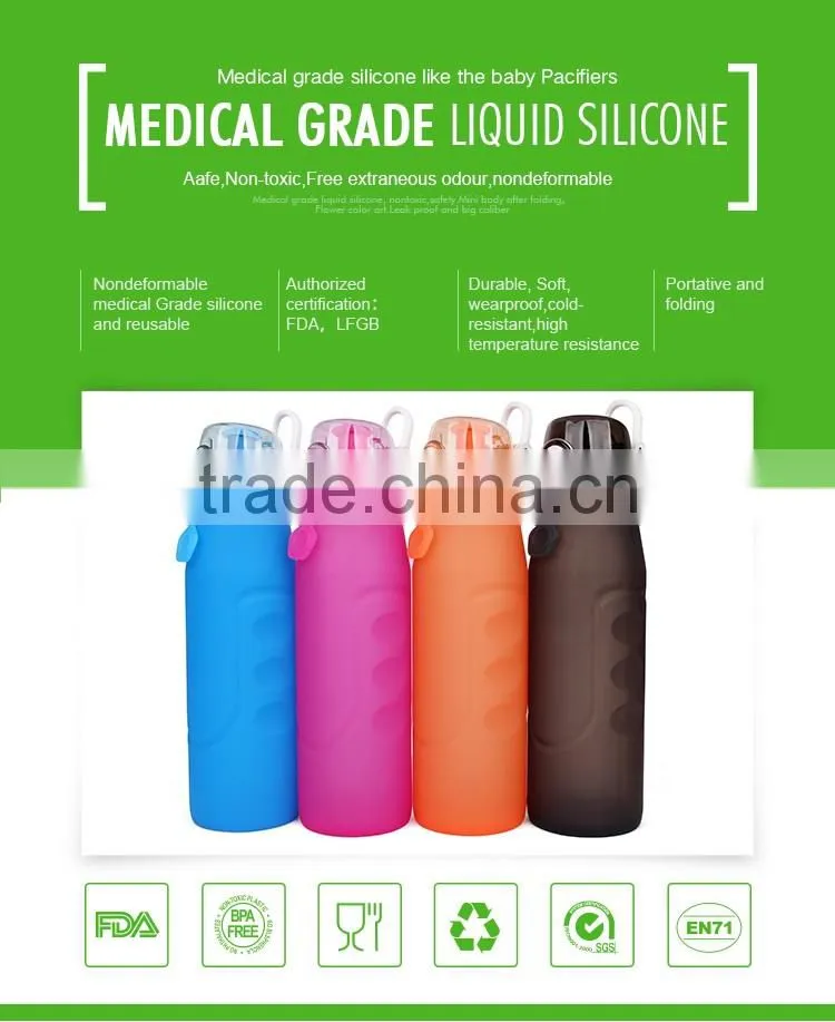 Leak-proof Portable Silicone Squeeze Water Bottle