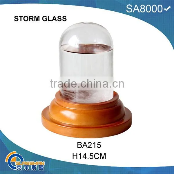 BAW0911 FITZROY STORM GLASS WITH WOOD BASE