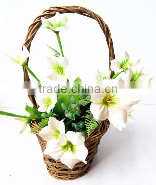 handmade white wicker flower basket wedding flower basket with plastic liner