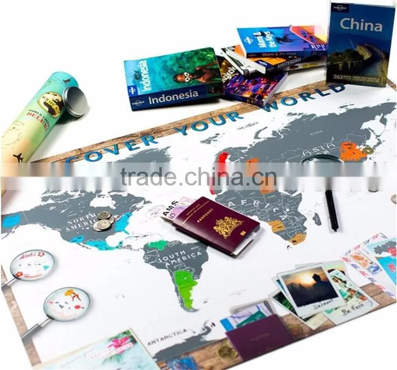 Scrape Map World Map Personalized Scrape off XL Size Unique and Large World Map Poster with a Layer AMA-16