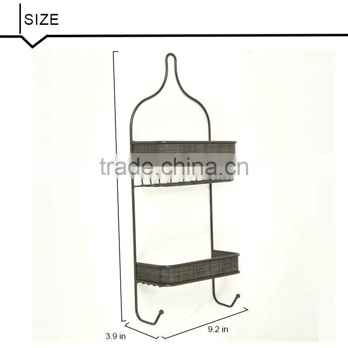 Wall Mounted Shampoo Rack with Two Hooks