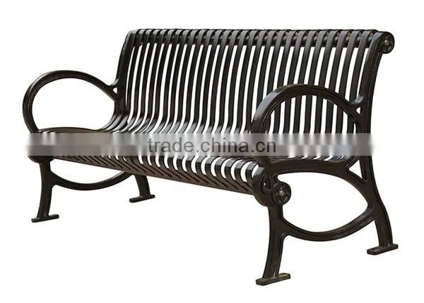 All kinds of different park benches