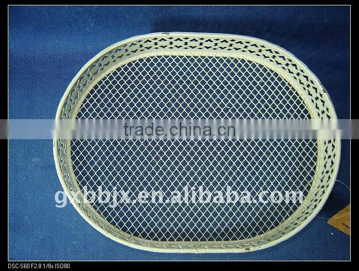 Creamywhite egg shaped storage fruit basket wire craft home decor