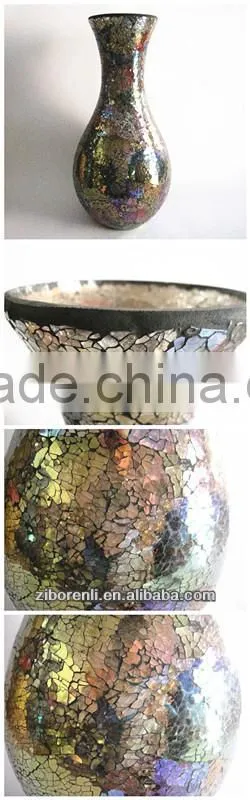 Floral Design Colored Mosaic Floor Tall Vases