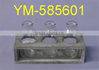 Garden product glass candle holder,Wooden Candle Holder