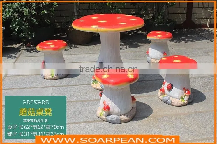 Garden/Kindergarten Furniture Set Fiberglass Mushroom Table Chairs