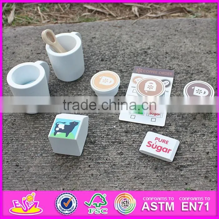 2016 new design simulation home play mini wooden kids coffee maker W10D147