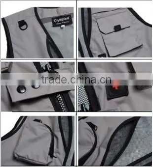 Man's Outdoor Multi-pocket Fishing Vest Outdoor Hiking Photography twill Vest Waistcoat Of Photographer made in China