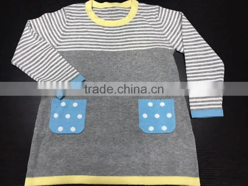Custom factory directly girls stylish knitted pullover sweater 2017, sweater pullover dress (BKN28)
