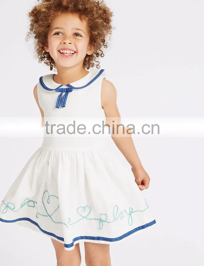 New model Factory wholesale baby Clothes one piece summer stain cheap Children's Boutique fashion baby girl white dress