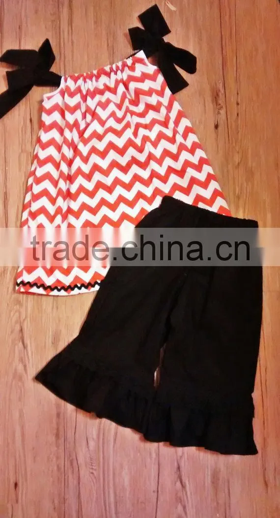 2014 summer girl clothes chevron kids outfit