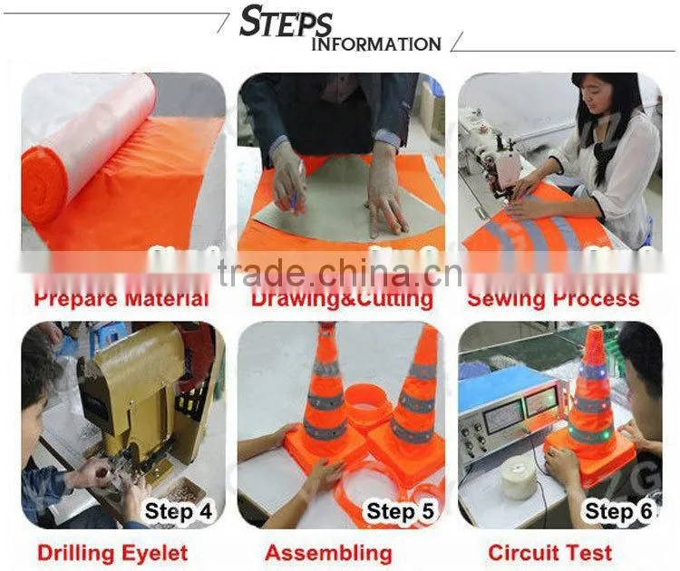 RGB lighting LED reflective safety road way traffic cone