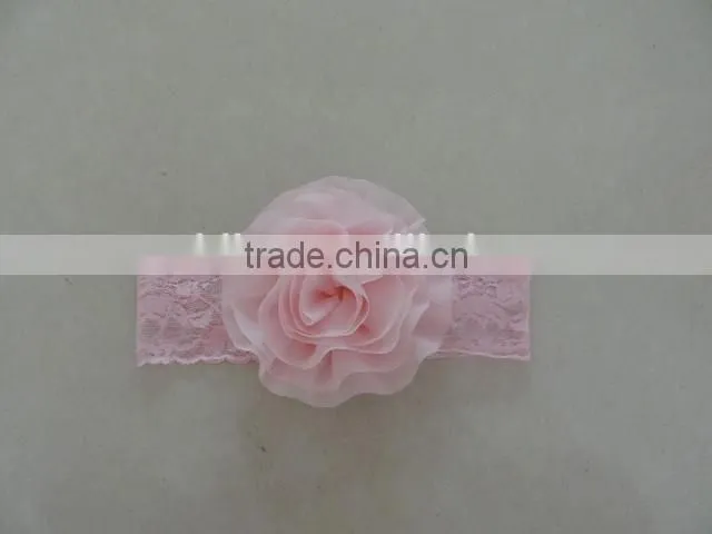 baby lace tulle headband cotton flower elastic craft floral kids hairband 2016 wholesale