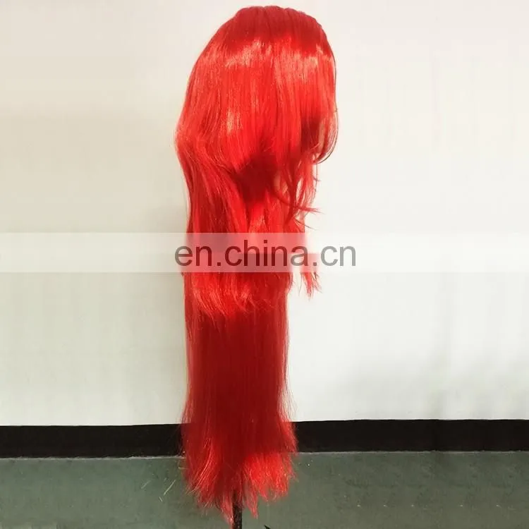 fashion synthetic hair wigs red colored cosplay party wigs