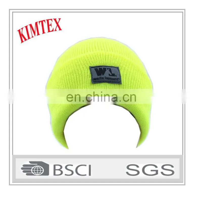 custom Yellow 3M Thermal Acrylic safety knitted winter hat