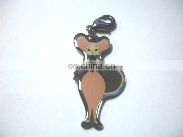 Wholesale cute hanging epoxy& alluminum cartoon tag key chain