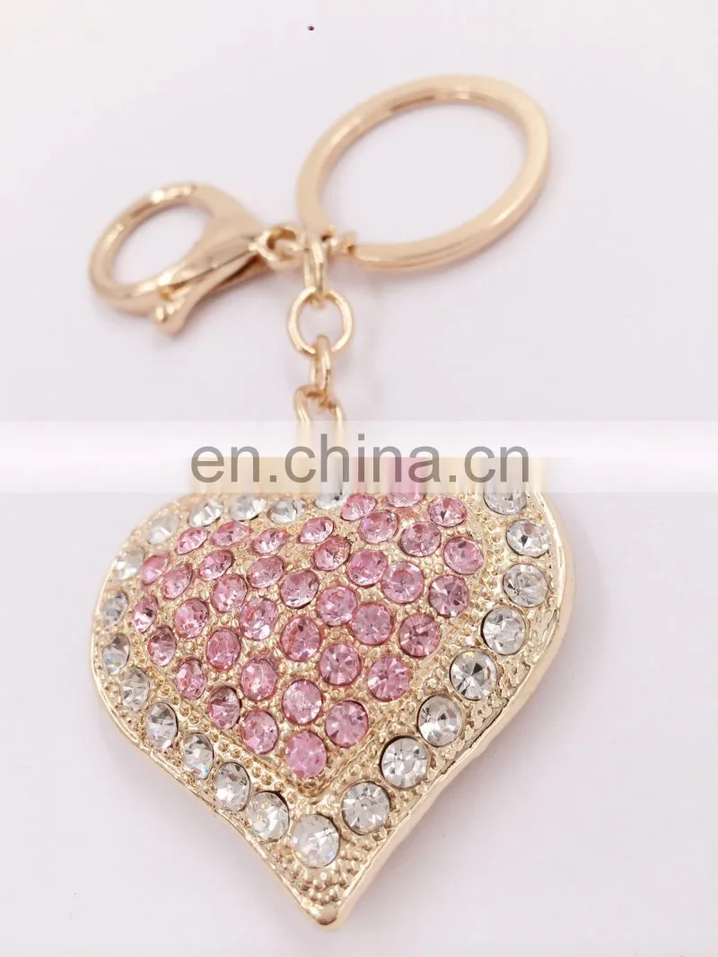 Heart Shaped Crystal Rhinestone Handbag Keyfob Pendant Keychain