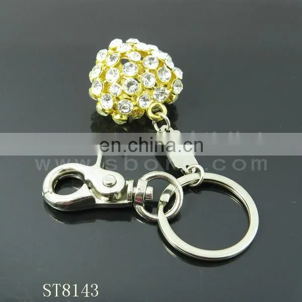 Fashion Heart Shaped Metal Keychain with Crystal Diamond for Wedding Gift