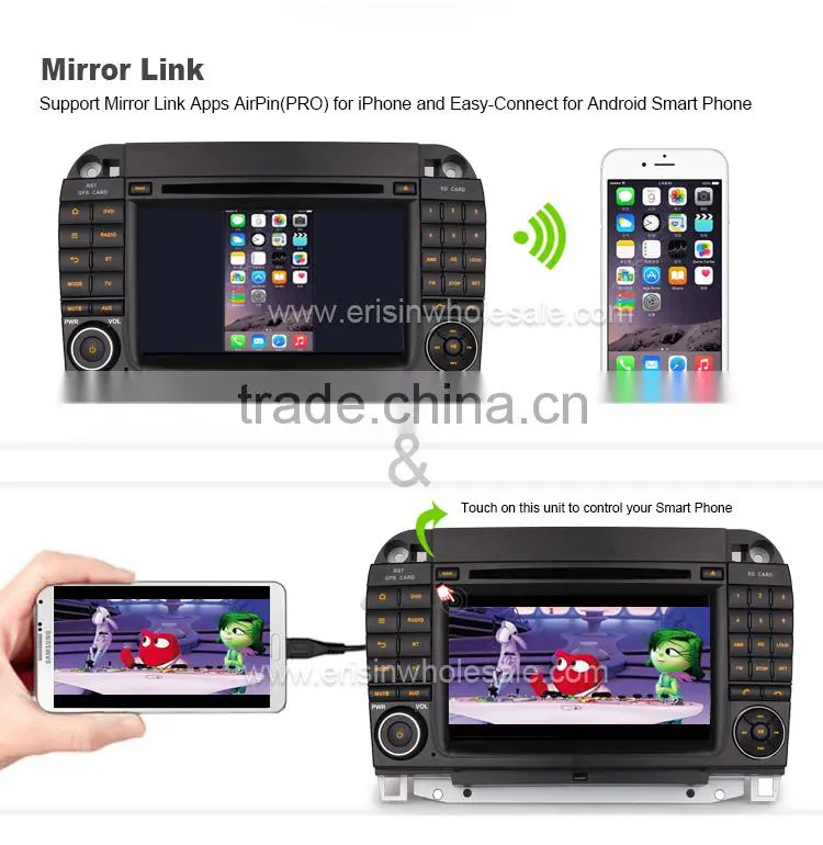 Erisin ES2509S 2 Din 7 inch Touch Screen Car DVD Player GPS for W220