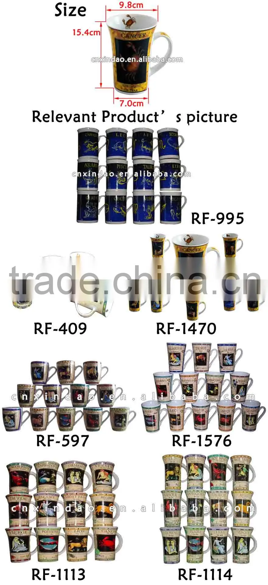 Hot Sale Porcelain Zodiac Mug with Flare Shape for Promotion Coffee Mugs Porcelain