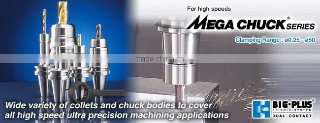 Wide variety of collets and chuck bodies to cover all high speed ultra precision machining applications by BIG DAISHOWA SEIKI