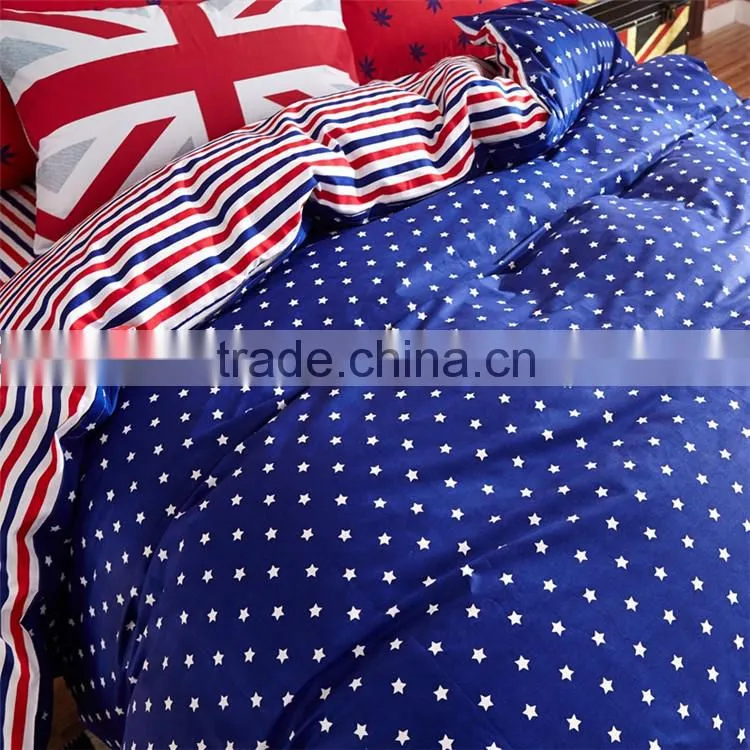 Fashion European style flag printed cotton bedlinen home use queen size sheet set Aadult Cartoon Bedding Set