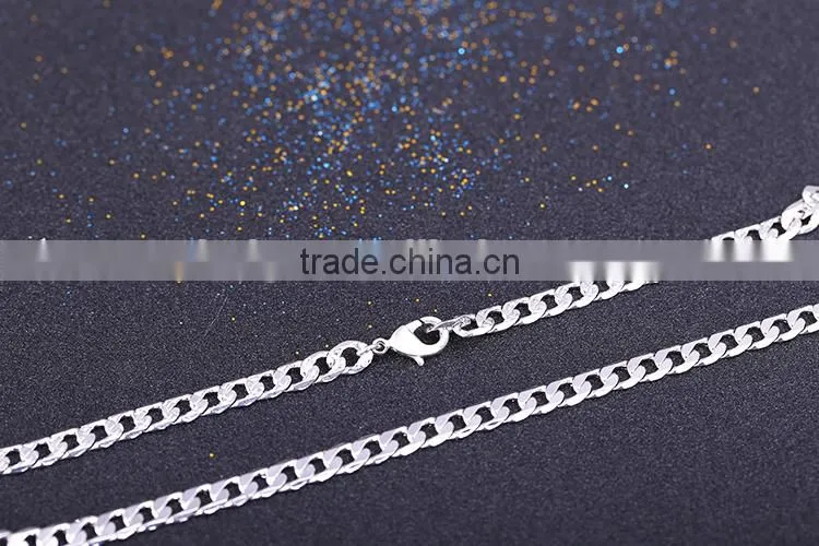 simple design fashion jewelry rhodium plated cheap short chain necklace