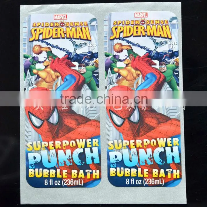 Cartoon Super hero Pearl film adhesive labels
