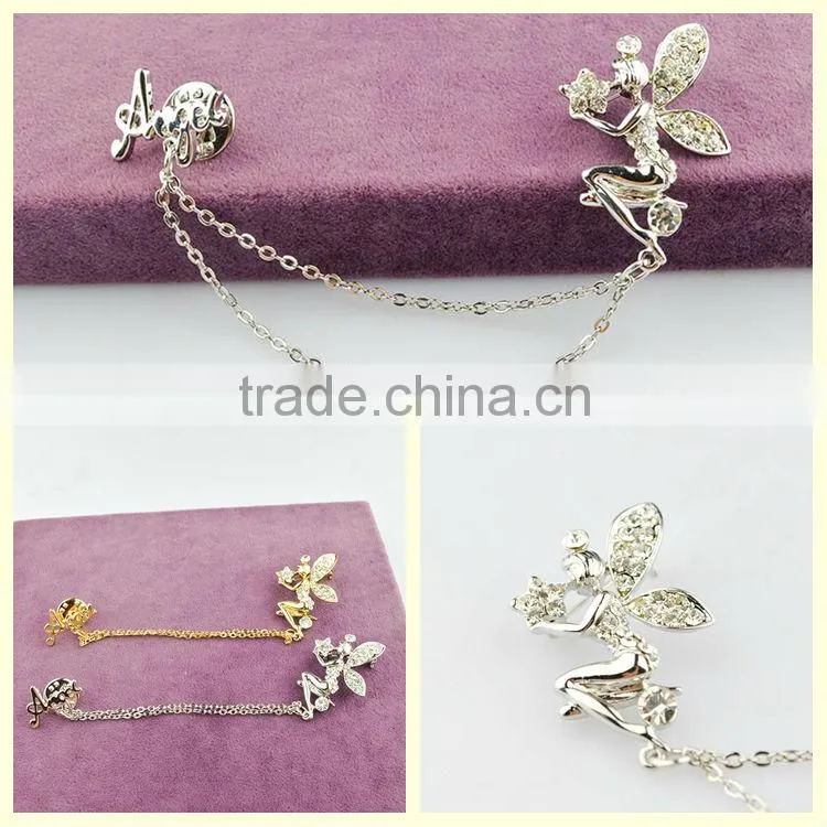 Wedding anniversary souvenirs silver angel rhinestone brooches