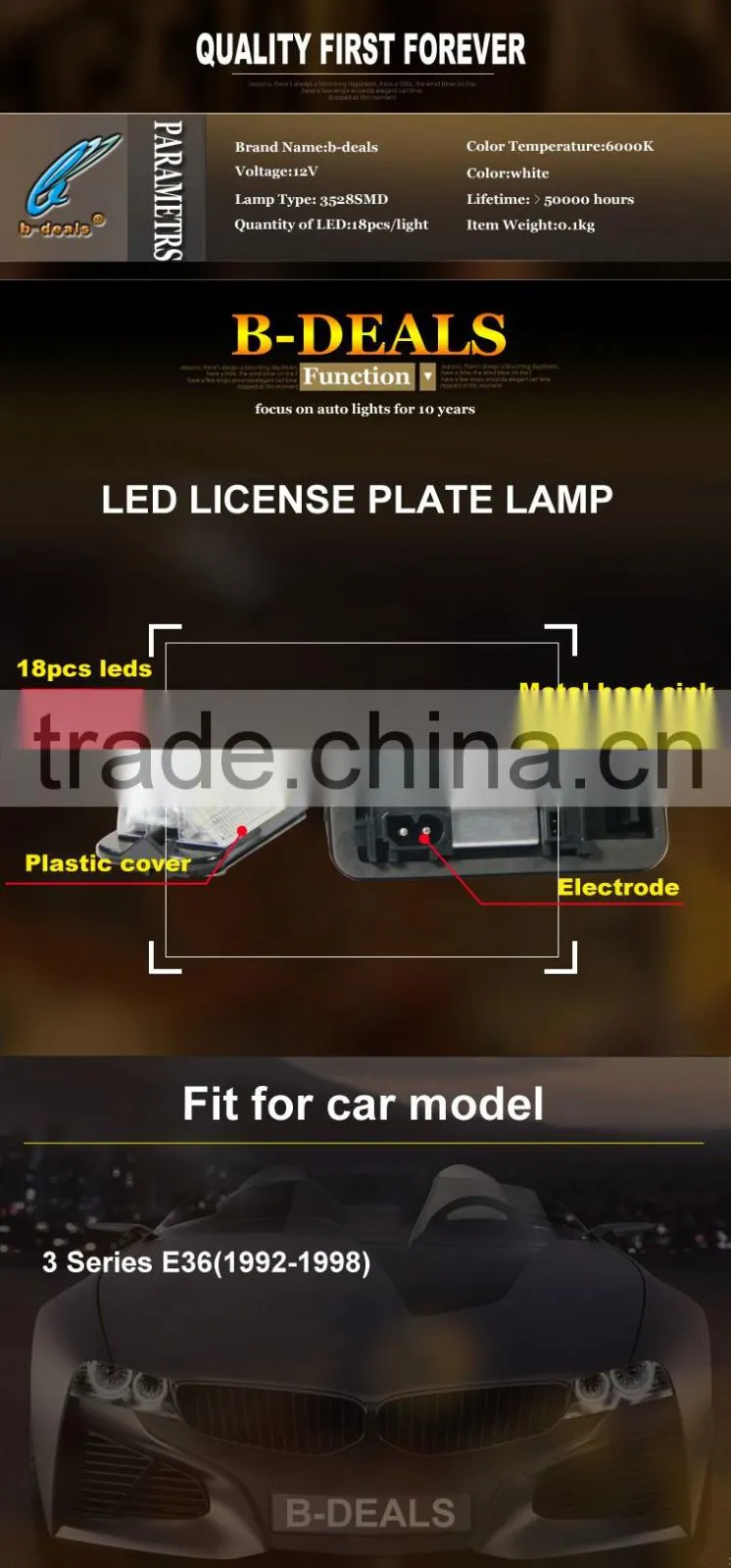 3528 SMD 18 LEDs Car License light Led Lamp Plate LED Light Lamp for bmw E36
