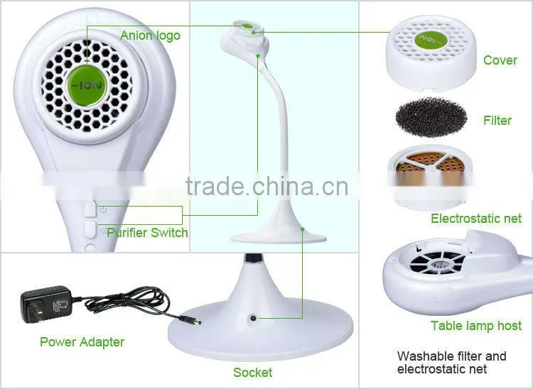 height adjust purify air 7.2W led working bedside reading lamp