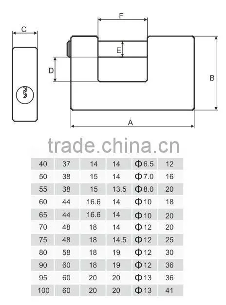 Rectangular Heavy Duty Brass Padlock and Key