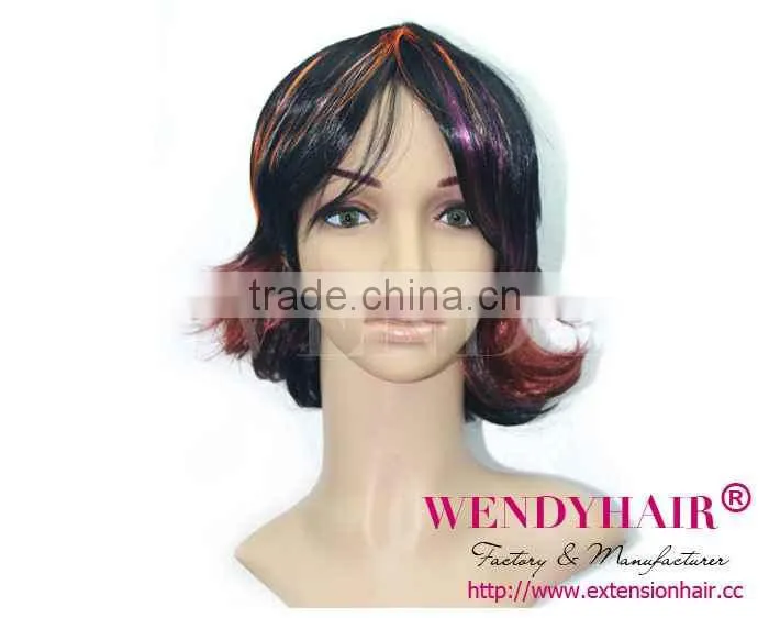 Colorful highlights for dark hair medium hairstyles synthetic wig