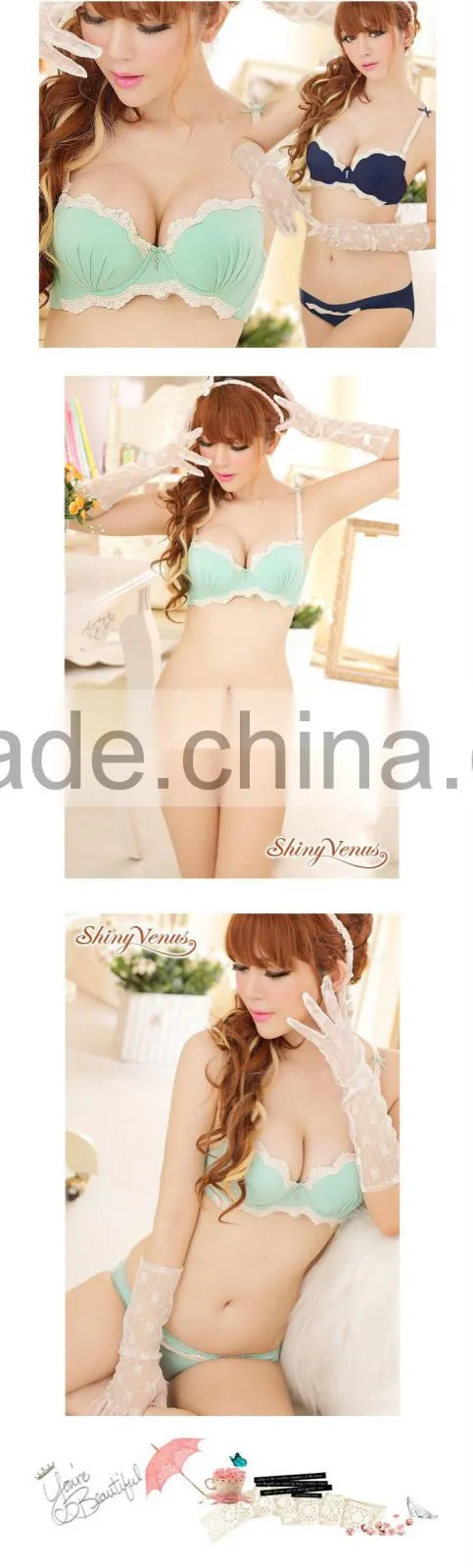 Pink Bow Sexy Bra Set for Girl