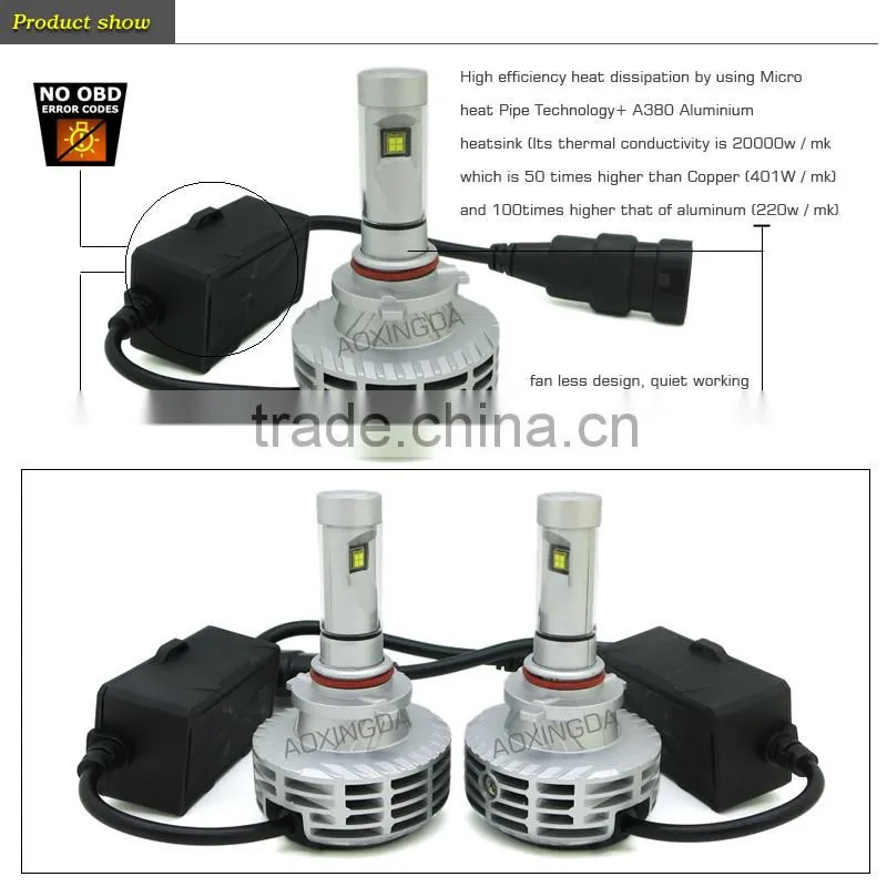 G6 CANBUS LED headlight 9005 H10 fanless all in one design 6000LM 3000K 4300K 6500K 8000K 10000K