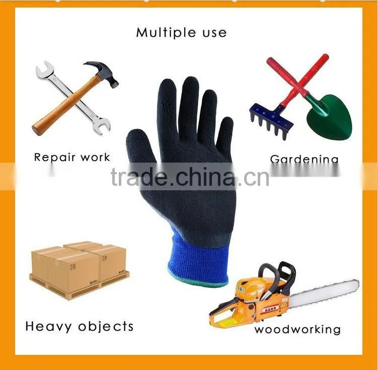 CE certification 13G Black Latex rubber coated cotton liner Cut Resistant Safety hand Gloves for construction work