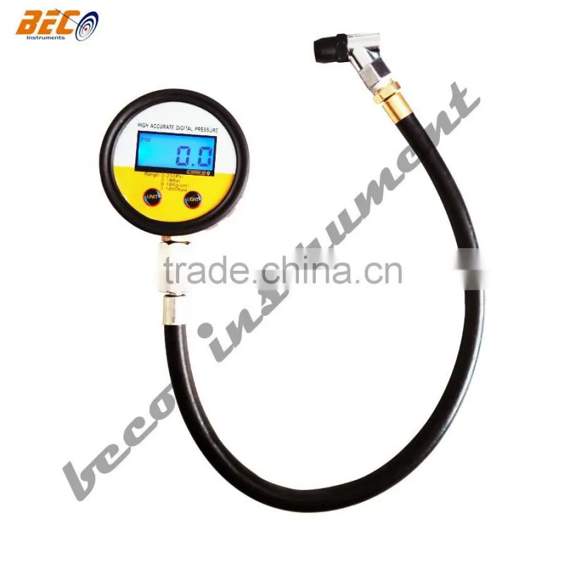 four pressure ranges rubber hose digital tyre pressure guage