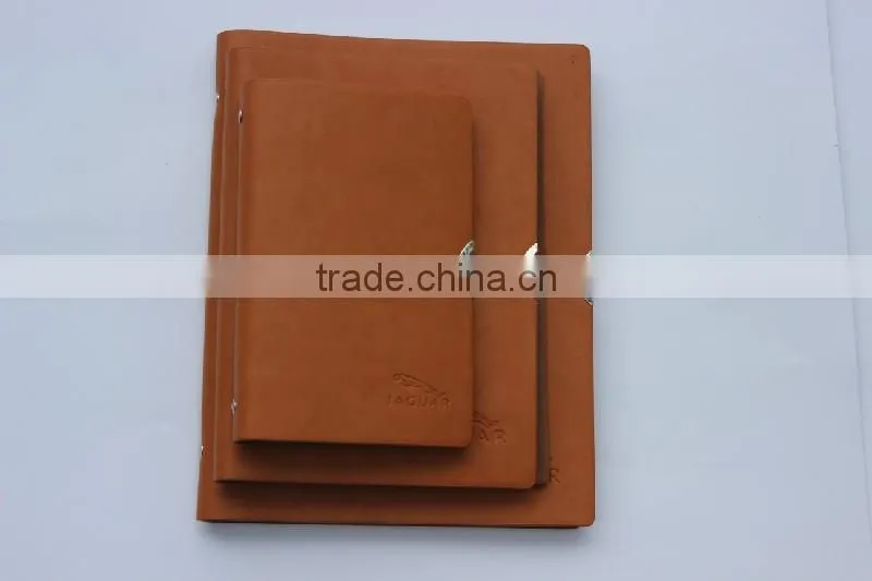 2014 Popular leather loose-leaf metal ring diary