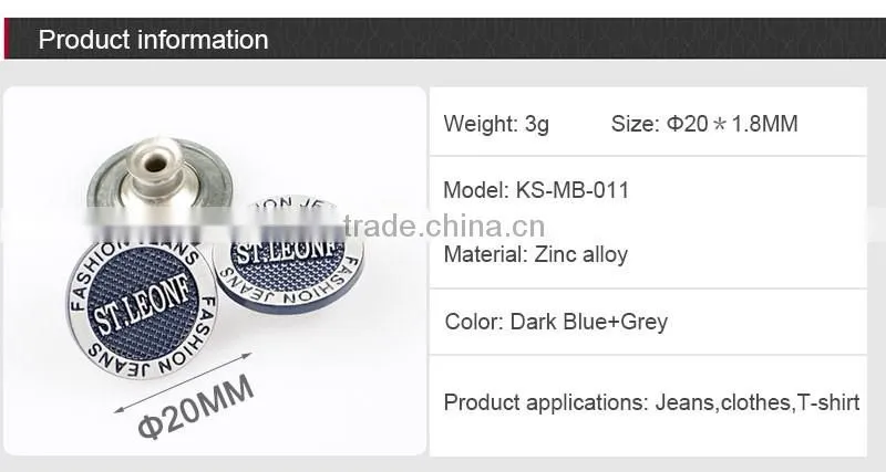 Dark Blue Flat Metal Shank Button