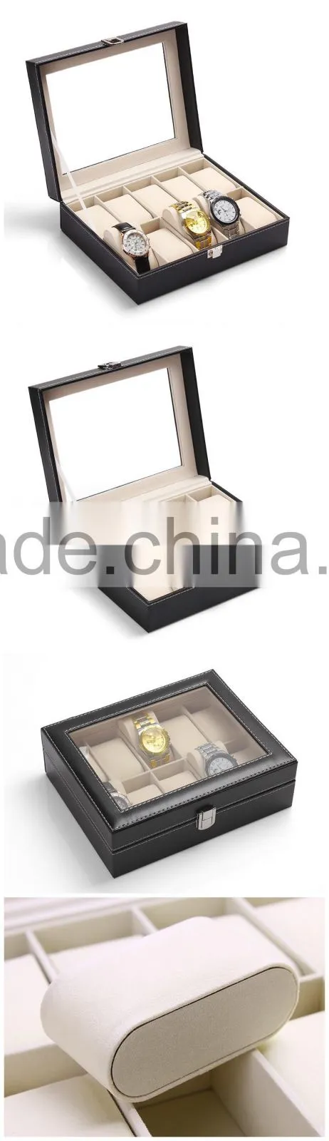 Custom 12 slot mens leather watch storage box