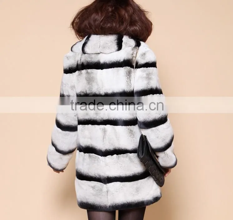 rex 14011 2014 winter women high quality Chinchilla rex rabbit coat
