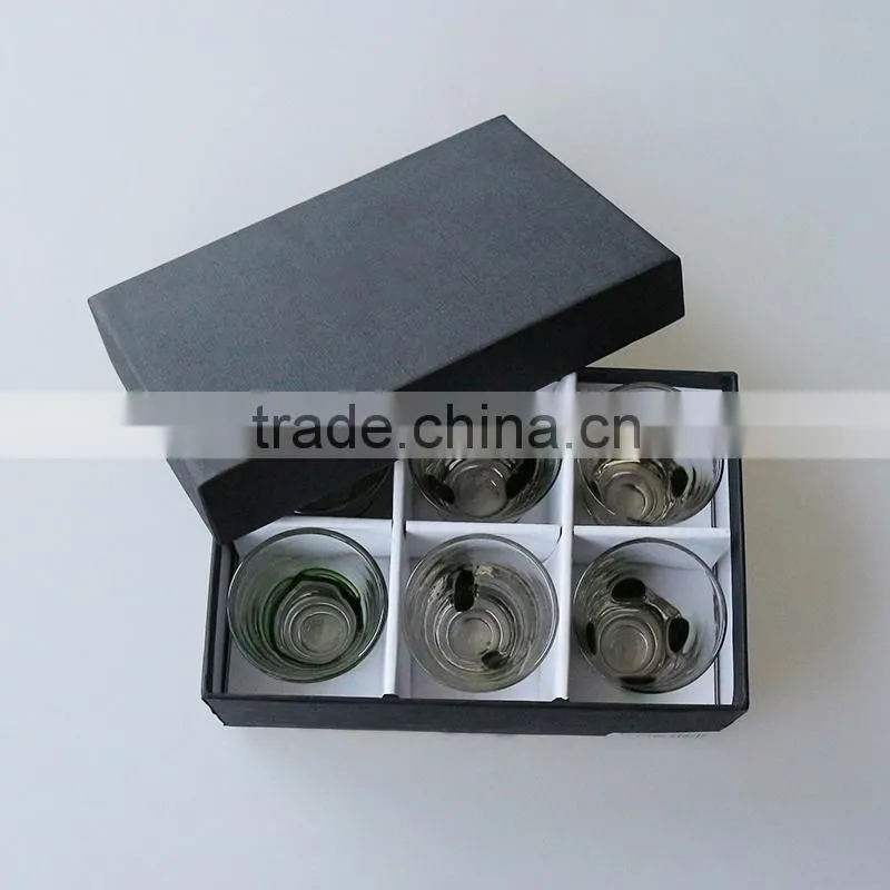 Open wide mouth leadfree crystal whisky glass green lines on body with gift box high quality
