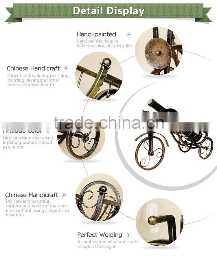 vintage bike shape stand rack metal wine bottle holder